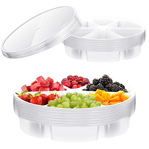 10 Pack Round Plastic Serving Tray with Lid