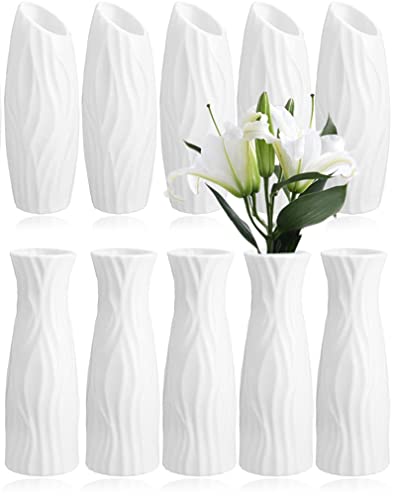 10 Pack White Composite Plastic Flower Vases