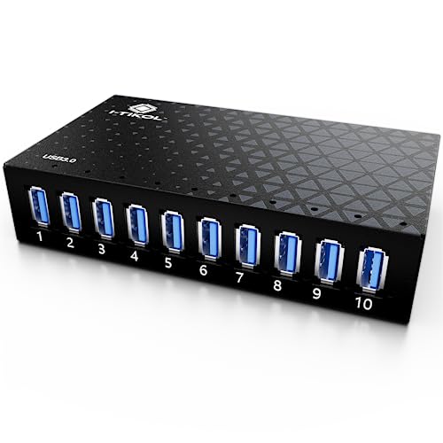10-Port USB Hub with Fast Charging and Data Transfer