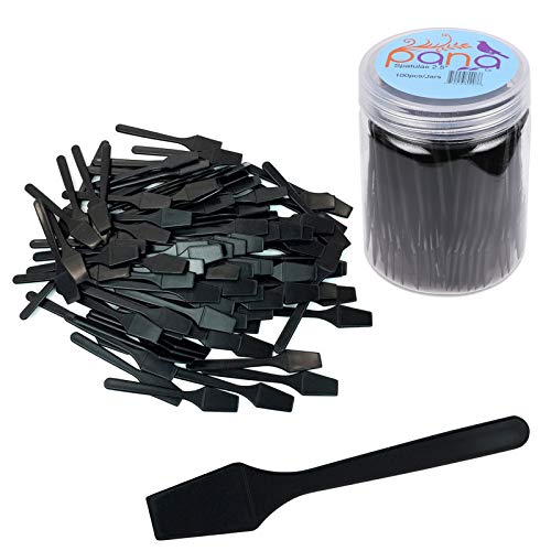 100 Pieces Cosmetic MakeUp Disposable Plastic 2.5" Spatulas For Skin Care Facial Cream Mask Spatula (BLACK)