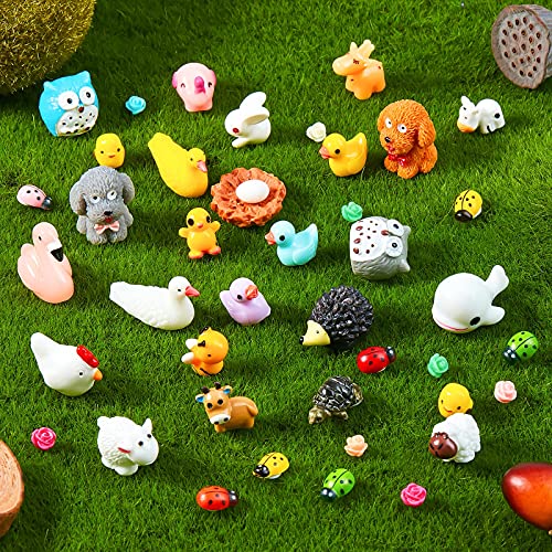 100 Pieces Mini Resin Slime Charm Duck Tiny Animal Figurine Miniature Duck Figurine Tiny Animal Figurine Micro Landscape Aquarium Dollhouse Ornament for Christmas Accessory (Cute Style)