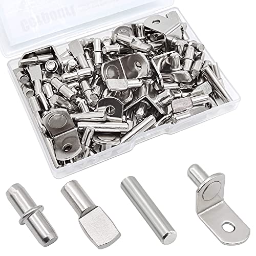 100 Pack Rok Hardware Heavy Duty 1/4 inch (6.35mm) Shelf Pin Spoon Shaped  Cabinet Support Pegs Holder, Metal, Nickel Finish - ROKSP14N