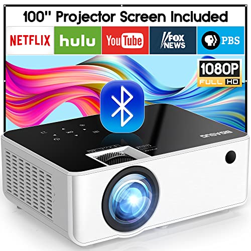 1080P Bluetooth Projector - BIGASUO 250" Outdoor Movie Projector