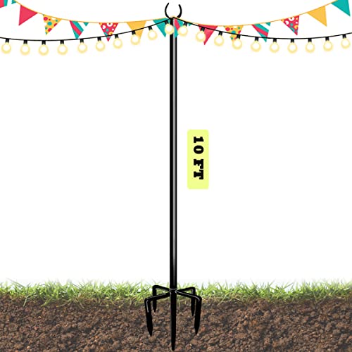 10ft String Light Poles for Outdoors
