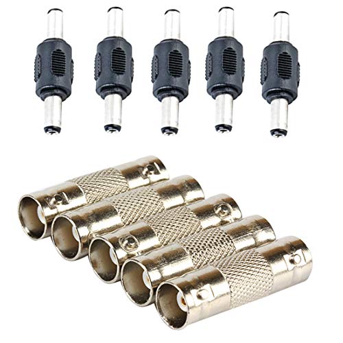 10PCS Lime2018 BNC Female to Female and DC Male to Male Connector 5.5mm x 2.1mm Power Cable Adapter