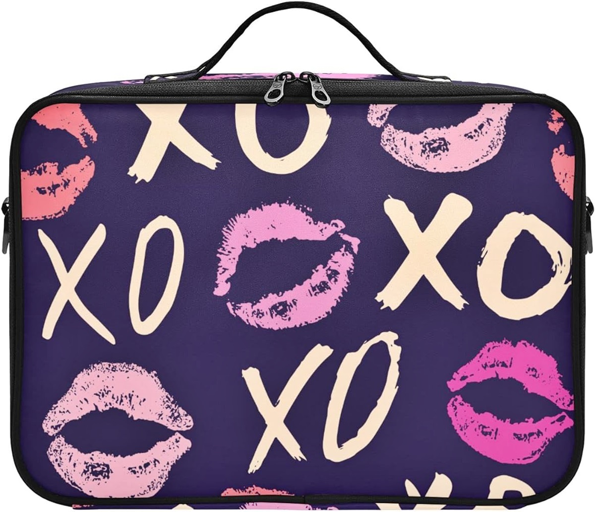 Xoxo Love Kiss And Muah Red Woman Lips Makeup Bag Cosmetic Bags Toiletry  Travel Organizer for Women, Portable Storage Organzier for Cosmetics, Make  Up