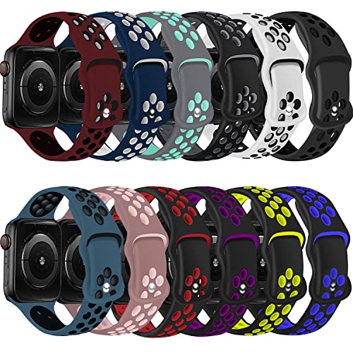 12 Pack Apple Watch Bands - Silicone Sport Replacement Strap