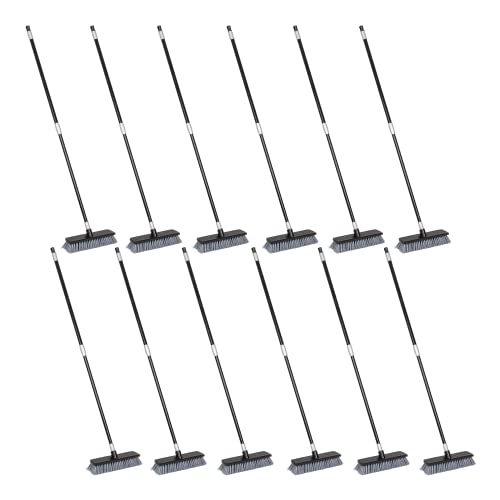 12-Pack Heavy Duty Push Brooms with Telescopic Handle