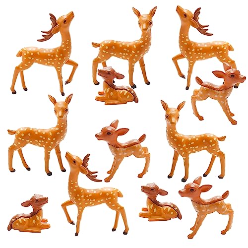 12 Pcs Deer Figurine Miniature Deer Animal Figurines