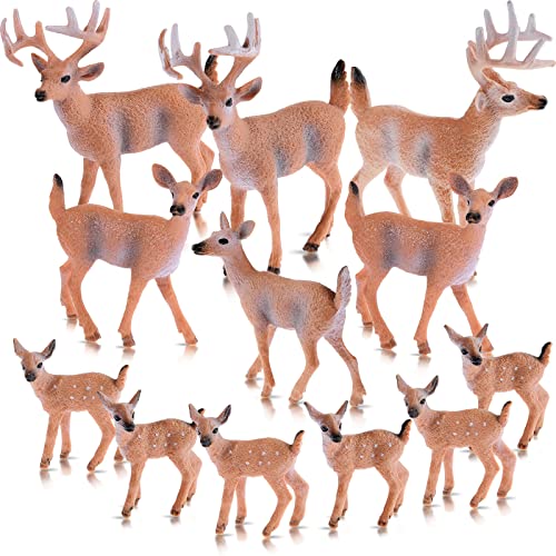 12-Piece Realistic Deer Family Figurines