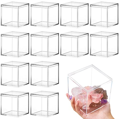 12 Pieces Clear Acrylic Plastic Square Cube