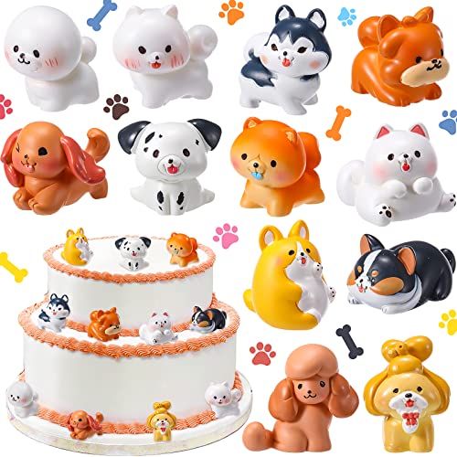 12 Pieces Cute Dog Figurines Set Mini Resin Dog Toy Figures