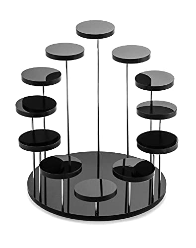 12 Tier Jewelry Display Stands for Rings Earrings, Mini Figurines, Black