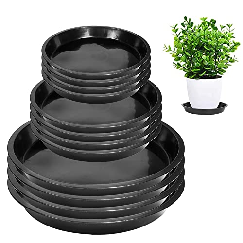 12Pack Plant Saucer - 6 8 10 Inch Plant Tray Round Plastic Plant Drip Trays for Indoor Outdoor Garden Plants, Collects Flower Pot Drainage and Excess Water