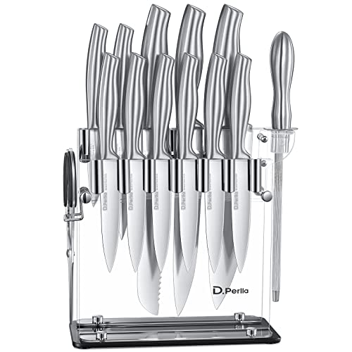14-Piece Kitchen Knife Set with Clear Acrylic Knife Block
