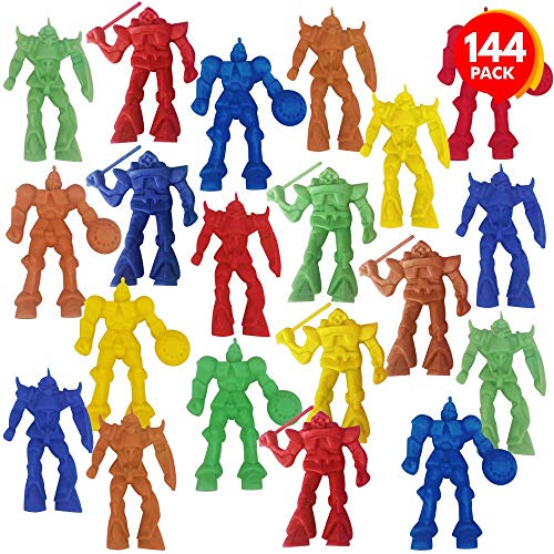 144 Mini Robot Figurines for Kids - Assorted Colors & Poses