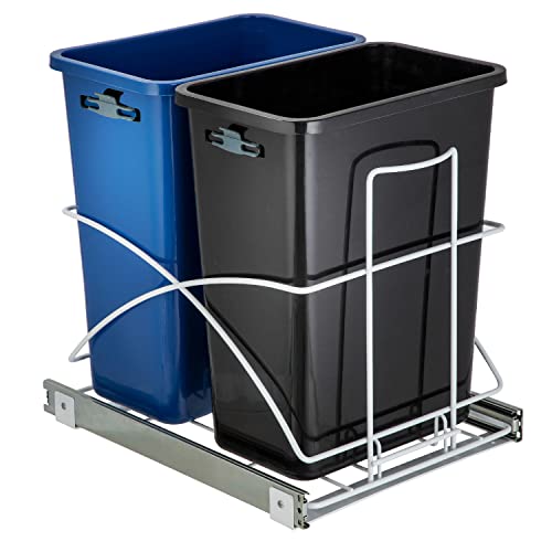 15 Gallon Pull Out Dual Trash Can for Recycling and Trash
