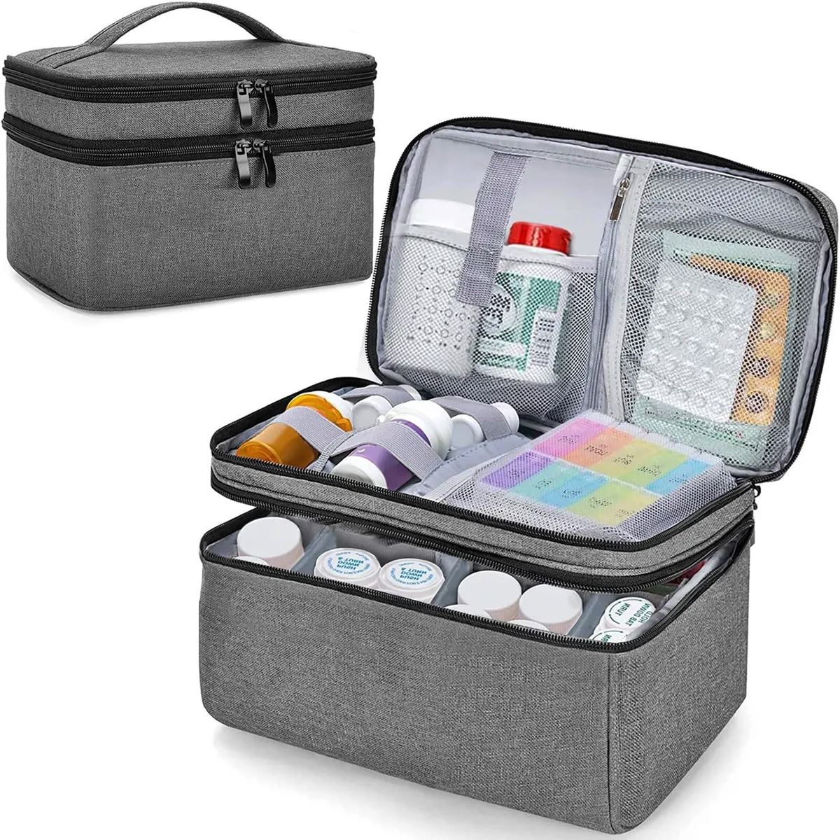 SITHON Pill Bottle Organizer Medicine Storage Bag Medication Travel *Black