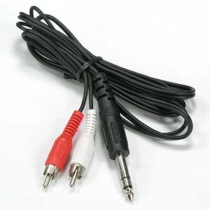 15ft Stereo Plug to 2 RCA Cables