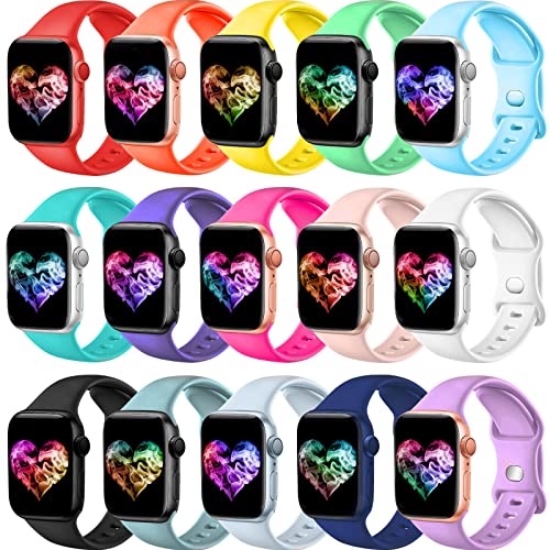 15Pack Silicone Sport Band for Apple Watch 38mm 40mm 41mm Women Men