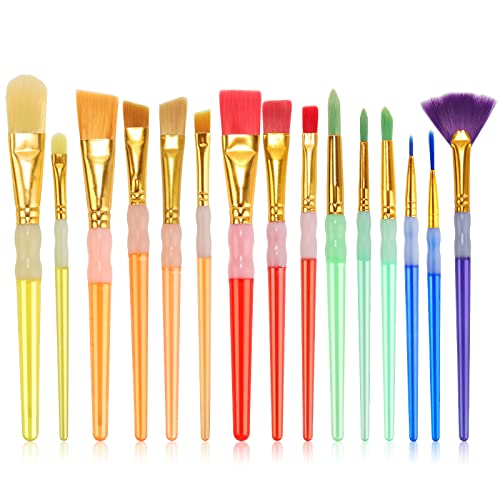 AROIC Acrylic Paint Brush Set, 2 Packs / 20 Pcs Nylon Hair Brushes for All Purpose Oil Watercolor Painting Artist Professional Kits