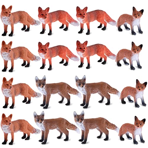 16 Pcs Fox Toy Figures Set