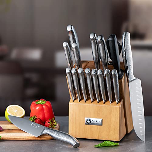 18-Piece Kitchen Knife Set with Block and Sharpener