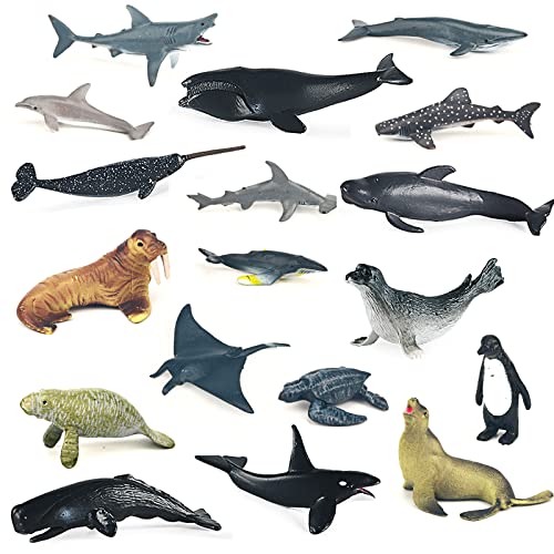 18PCS Mini Sea Creature Ocean Animal Figures Toy