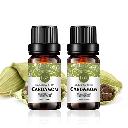 2 Bottles Cardamom Essential Oil - 100% Pure Premium Grade for Aromatherapy Diffuser, Massage, Skin Care - 2 X 10ml