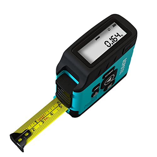 2-in-1 Digital Tape Measure - Ft/Ft+in/in/M 16Ft Tape Measure, Backlit Display USB Rechargeable Tape Measure with Display, 20 Groups Historical Memory ACPOTEL (Blue)