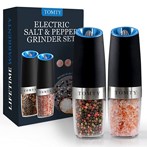 (2 Pack) Gravity Electric Salt and Pepper Grinder Set