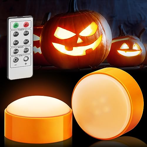 [2-Pack] LED Pumpkin Lights with Remote and Timer
