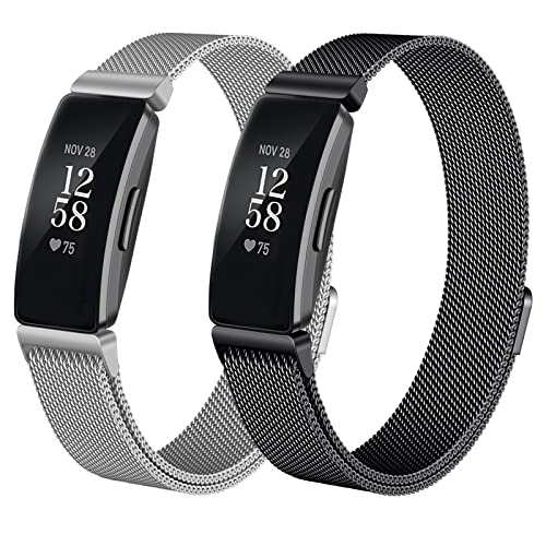 2 Pack Metal Bands Compatible with Fitbit Inspire 2 /Fitbit Inspire HR /Fitbit Inspire