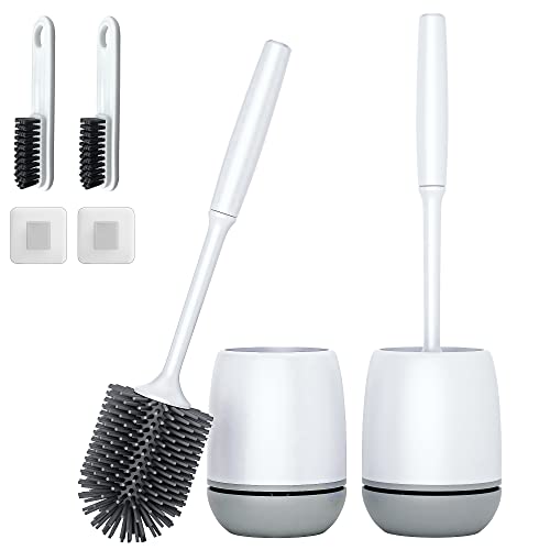 2 Pack Silicone Toilet Brush and Holder Set