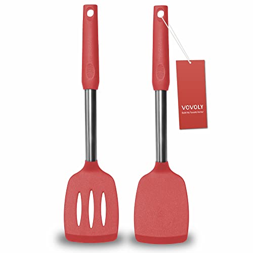 2 Pack Solid & Slotted Silicone Spatula Set