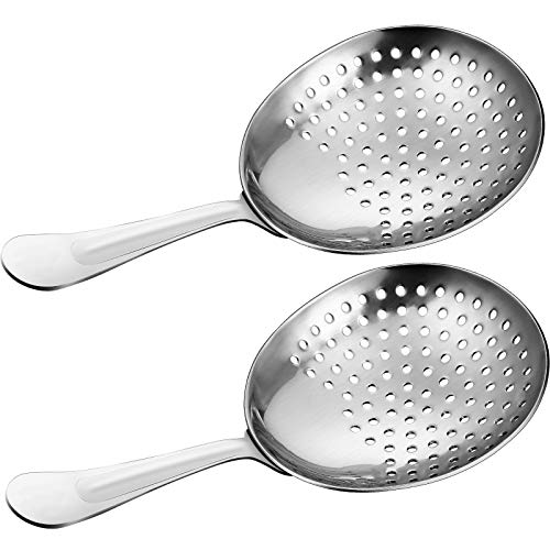 2-Piece Julep Strainers: Stainless Steel Cocktail Strainer Spoon