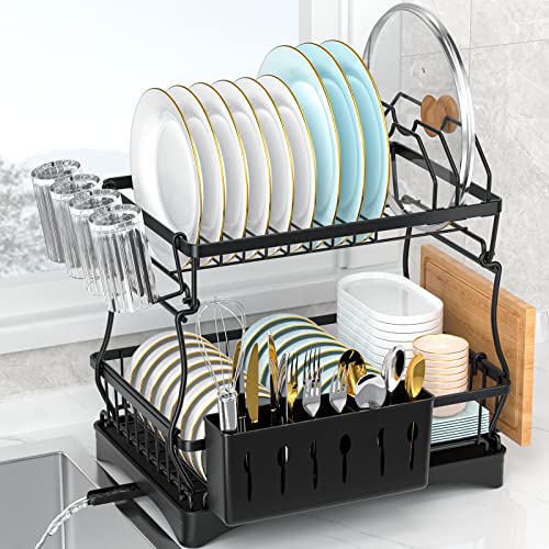 2-Tier Dish Drying Rack with Drainboard Set