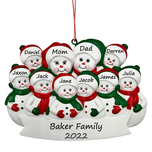 2023 Family 10 Christmas Ornament Personalized, Family Ornament Snowman Ten