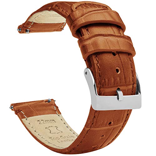20mm Toffee Brown - Standard Length - BARTON Alligator Grain - Quick Release Leather Watch Bands