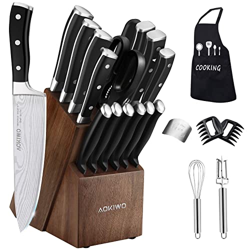 21-Piece Kitchen Knife Set with Block: Germany High Carbon Stainless Steel Professional Chef Knife Set