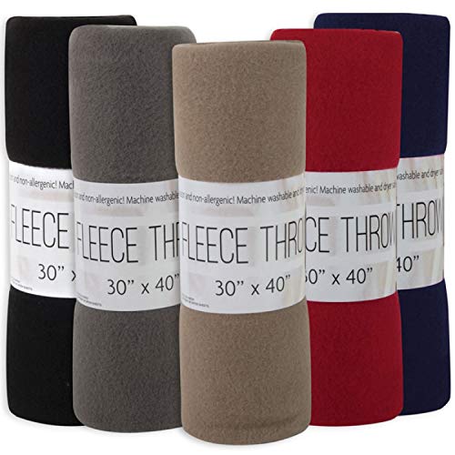 24 Pack of Wholesale Hypoallergenic Microfiber Blankets - 30x40 Fleece Throw Blankets in Bulk