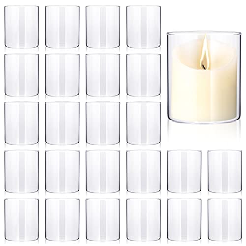 24 Pcs Tall Glass Vases Bulk, Clear Cylinder Flower Vases Transparent Candle Holder for Wedding Centerpieces and Home Decor (4 Inch)