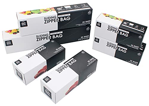 24/7 Bags | Slider Storage Bags, Variety Pack, 4 Sizes, 145 Count, BPA-Free, Expandable Bottom, Leak Proof