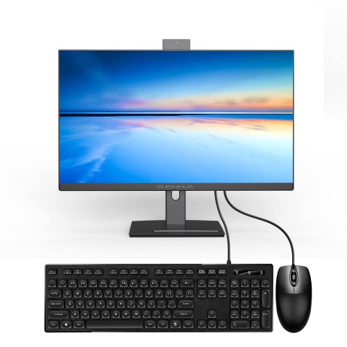 27” All-in-One Computers, Intel i7 Quad-Core Windows 11 Desktop Computer with Camera, 16G Ram 512G SSD IPS HD Display, WiFi Bluetooth for Home Entertainment Business Office