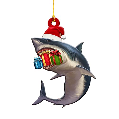 2D Shark Holiday Tree Ornament