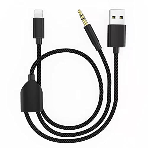 2in1 Car AUX Cord with Audio Charging and USB A Charging