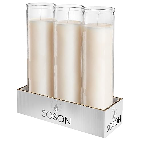 2x8 in. Ivory Devotional Candles in Glass 3 Pack