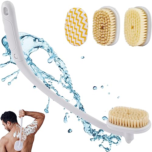 3-in-1 Back Scrubber for Shower with Long Handle