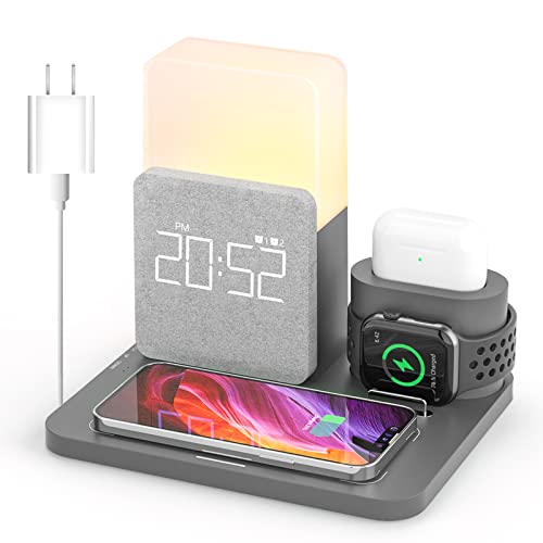 3 in 1 Wireless Charging Station with Alarm Clock & Night Light