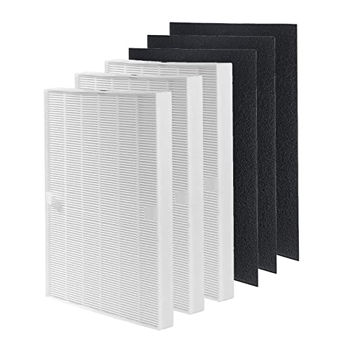 3 Pack 115115 Replacement Filter A Size 21 for Winix PlasmaWave Air Purifier C535 5300 5300-2 P300 6300, 6300-2,H13 True HEPA Filter with 3 Carbon Pre-Filters